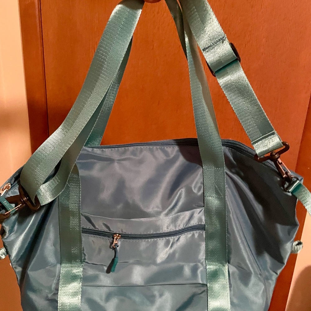 The Foldie Blue Teal Travel Expandable Tote Bag - Picture 4 of 6